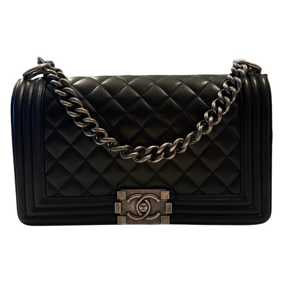 Chanel Lambskin Quilted Medium Boy Flap Black